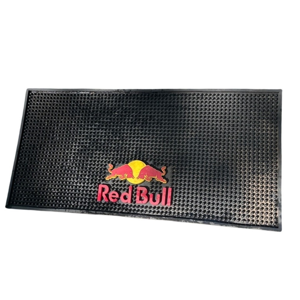 Red Bull Bar Mat Large Rubber Spill Mat Home Bar Man Cave Decor 23 x 11.5 Inch